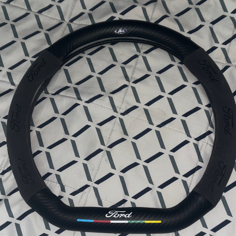 Ford Black Steering Wheel Cover with Colorful Accents